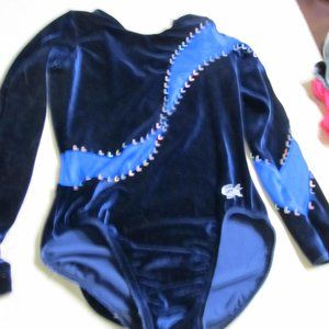 Blue Dressy Leotard for Gymnastics or Dance, Girls 7-8
